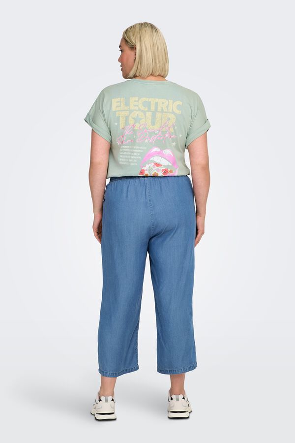 Only Carmakoma Pantal&oacute;n ancho cropped talla grande azul