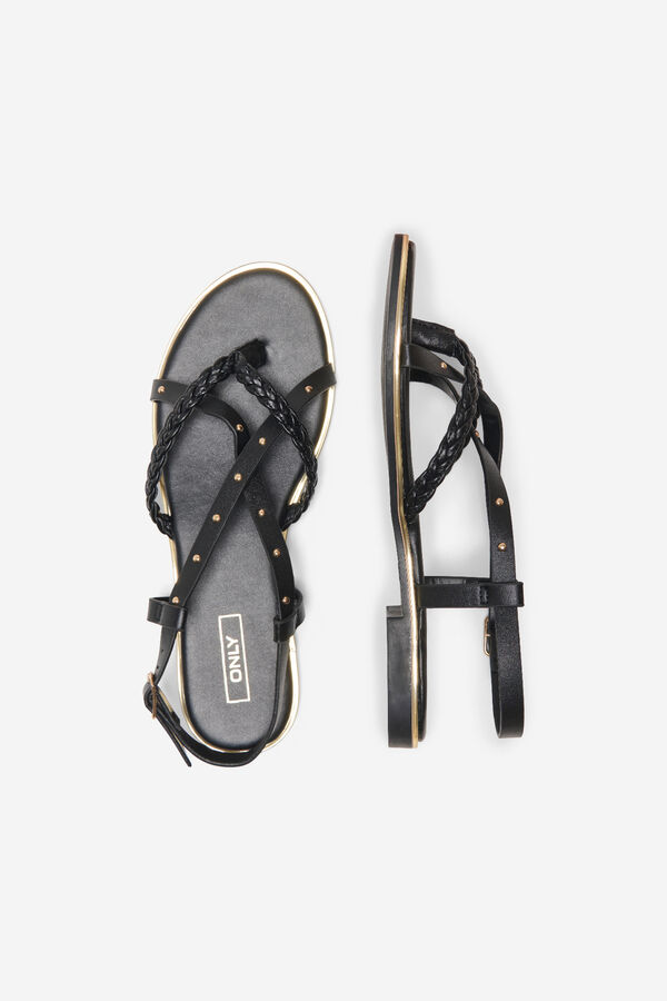 Only Sandalia plana tachas negro