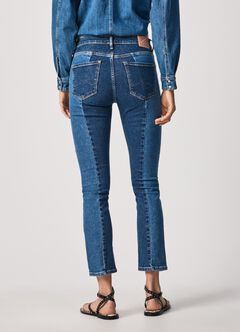 Springfield Grace crop 2 tone slim fit jeans with high waist  mallow