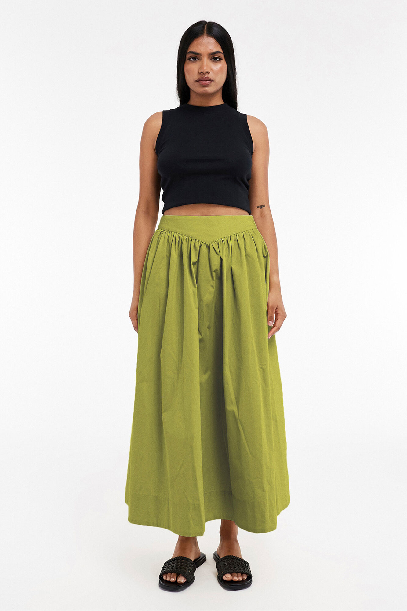 Topshop Saia comprida com detalhe franzido