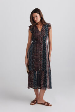 Springfield Border print ruffle dress