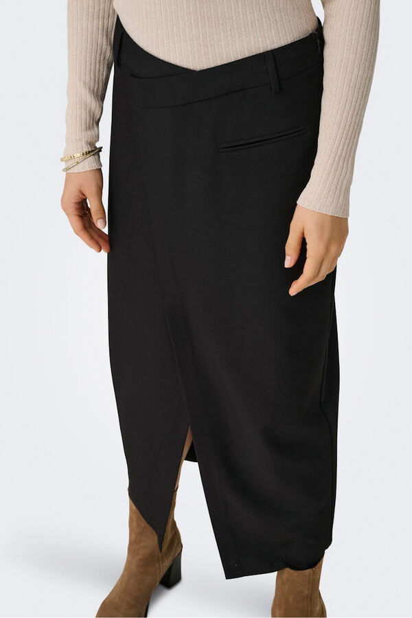 Only Falda midi abertura negro