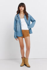 Springfield Faux suede short nude