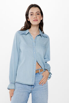 Springfield Denim mini-ruffle blouse blue