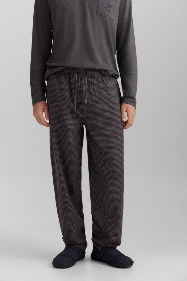 Springfield Long pyjamas with dog drinking coffee print grey