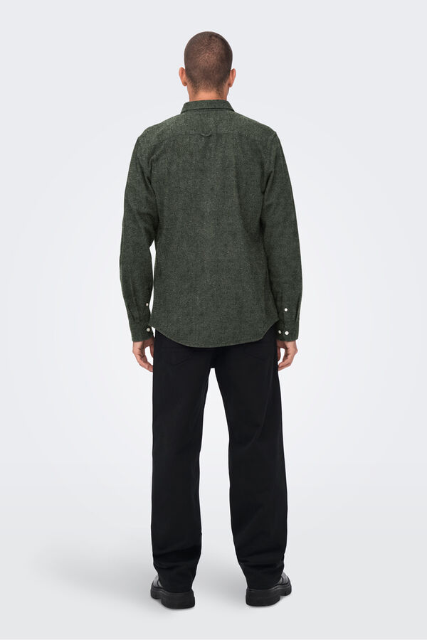 Only & Sons Camisa manga larga verde