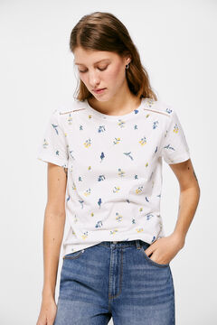 Springfield T-Shirt Print Spitze Schultern braun
