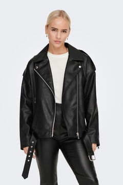Springfield Oversize faux leather biker jacket noir