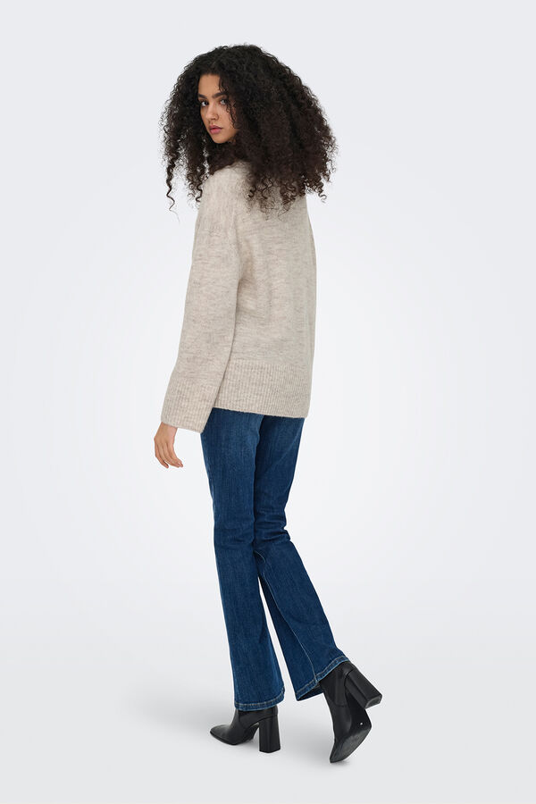 JDY Jersey cuello pico beige