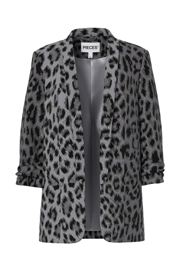 Pieces Printed three-quarter sleeve blazer grey