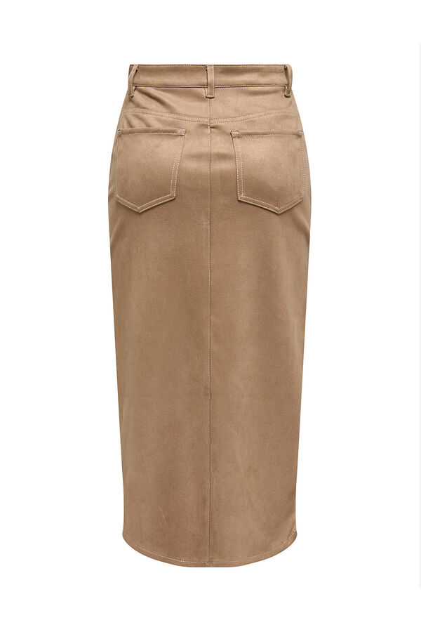 Only Vegan suede midi skirt Braon