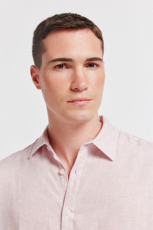 Springfield End-on-end linen viscose shirt red