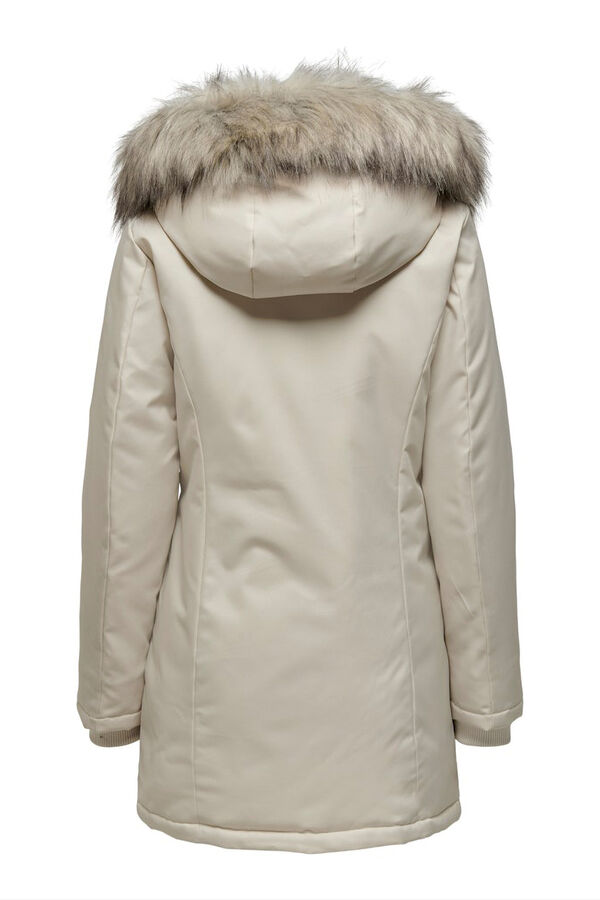 Only Parka con capucha con pelo beige