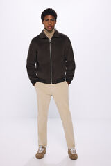 Springfield pantalon chino coupe slim en velours côtelé confort beige moyen