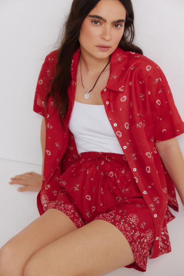 Springfield Short algod&oacute;n estampado naranja