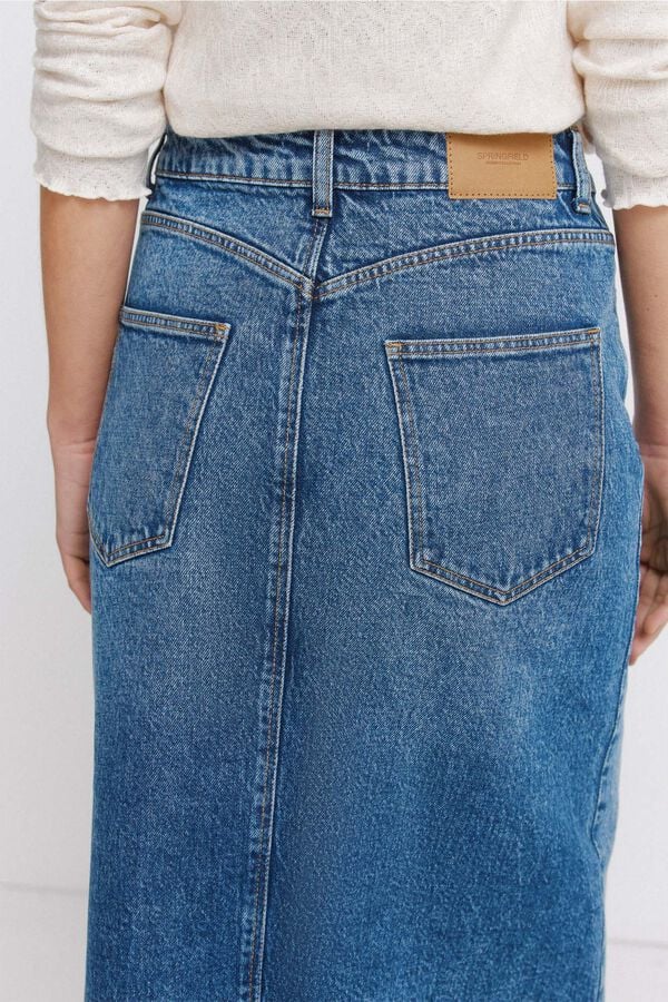 Springfield Denim midi skirt blue