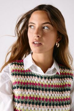 Springfield Chaleco Crochet Camisa Popelín multicolor