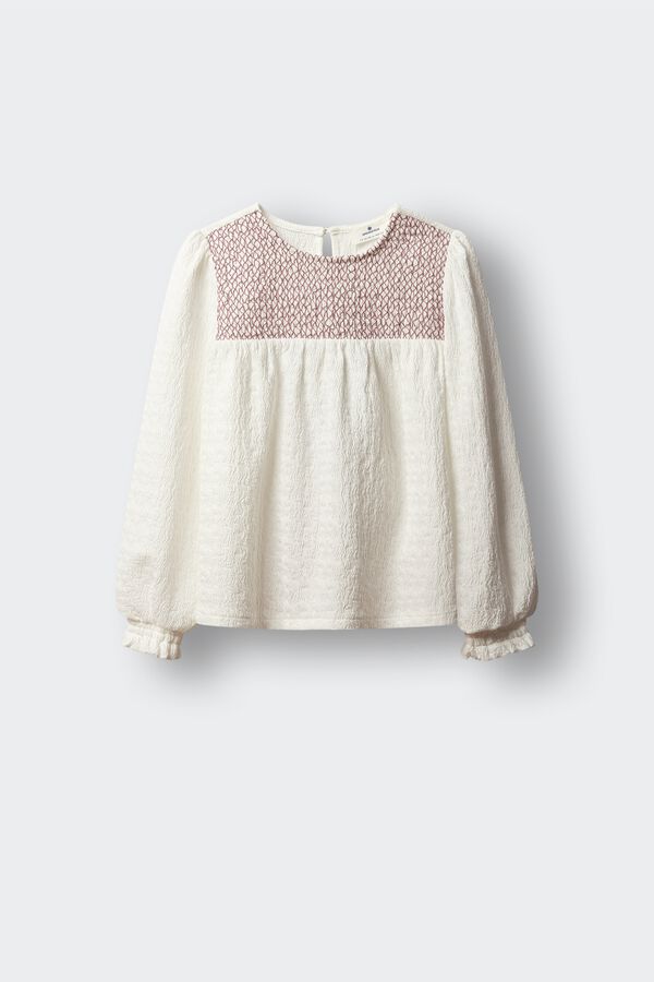 Springfield Kids Blusa manga larga bordados ni&ntilde;a marfil