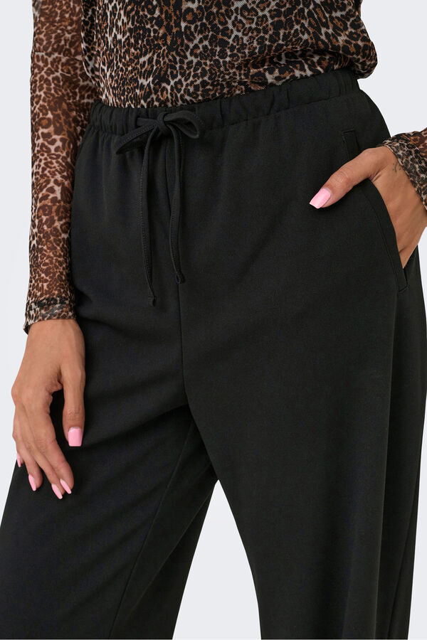 JDY Pantalón recto fluido negro