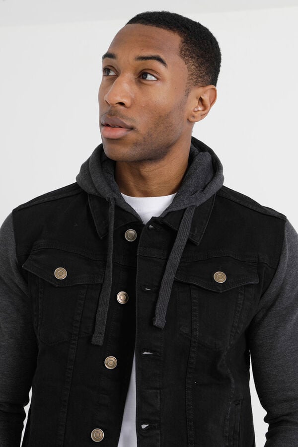 Springfield Combined hooded denim jacket black