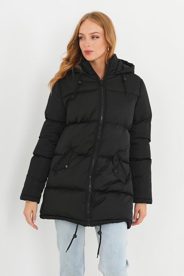 Springfield Quilted puffer jacket with hood crna