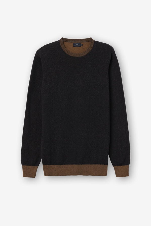 Springfield Two-tone jersey-knit jumper brown