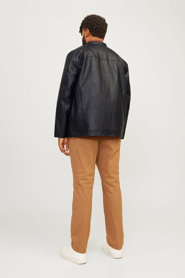 Jack & Jones Faux leather biker jacket black