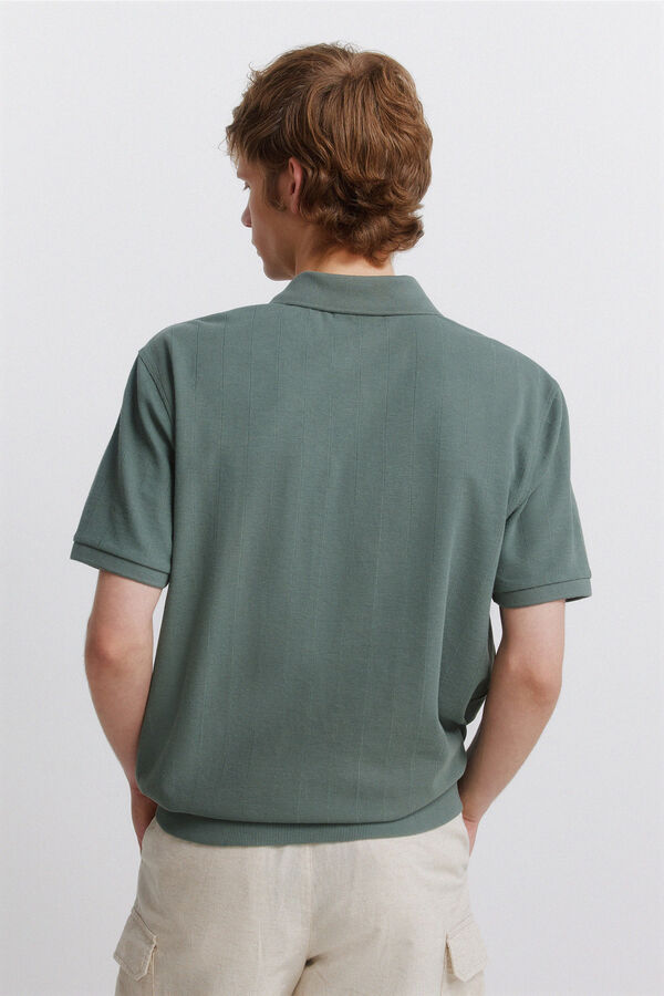 Springfield Striped regular fit polo shirt green