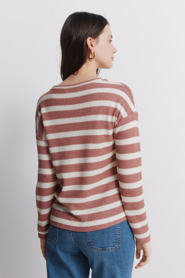Springfield Striped thin long sleeve jumper pink