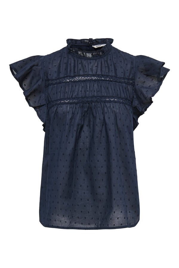 Only Blusa rom&aacute;ntica plumeti azul
