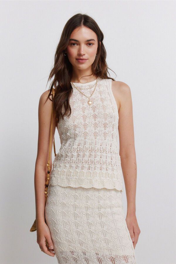 Springfield Pointelle vest top beige