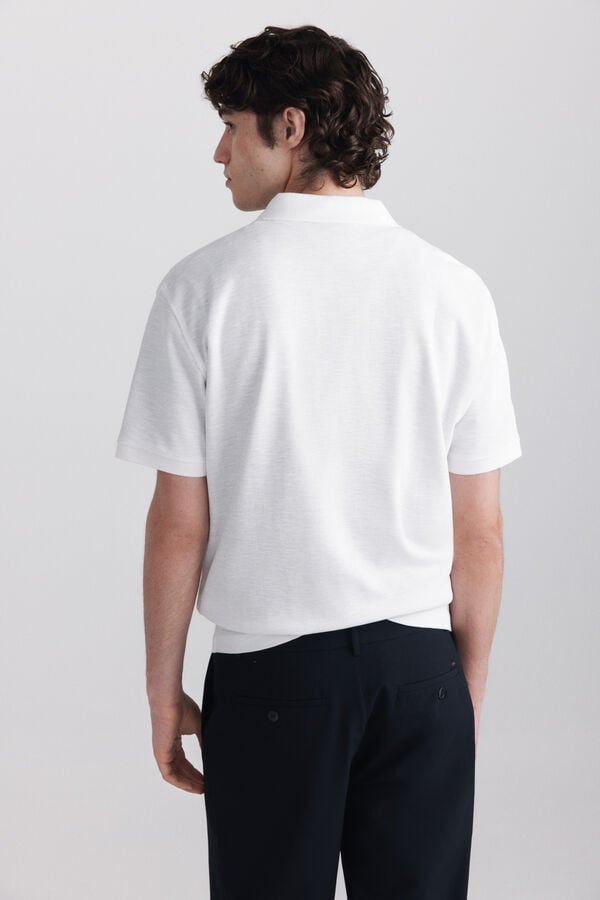 Springfield Zip fastening structure polo shirt white