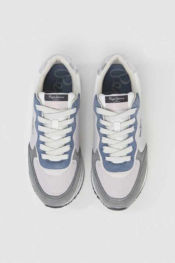 Pepe Jeans suede and glitter sneakers blue