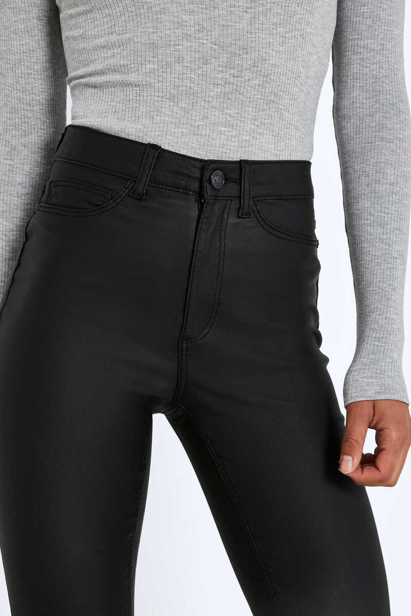 Noisy May NMCALLIE SKINNY COATED PANTS - Jeans Skinny Fit - black 