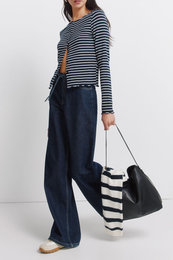 Springfield Striped T-shirt with buttons blue