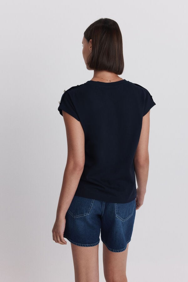 Springfield Gold button T-shirt blue