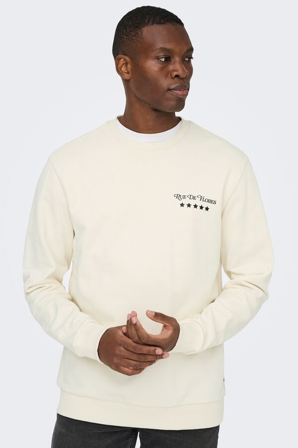 Only & Sons Sudadera cuello redondo blanco