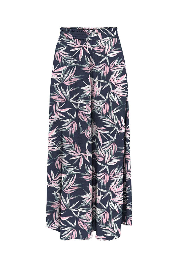 Springfield Long printed skirt with elasticated waistband grey mix