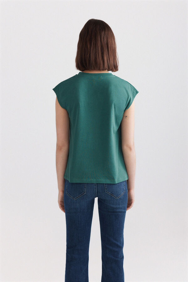 Springfield Camiseta bordado suizo verde