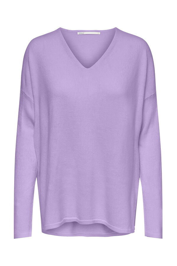 Springfield Women's knit jumper with V-neck purple