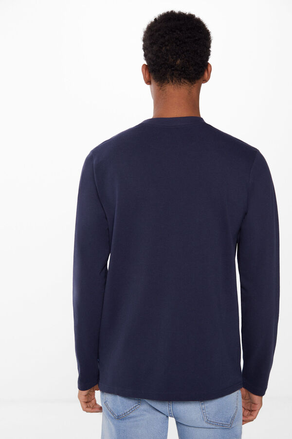 Springfield Long-sleeved piqué T-shirt with pocket blue