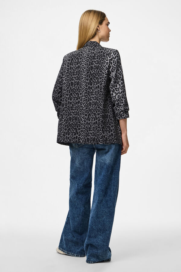 Pieces Printed three-quarter sleeve blazer grey