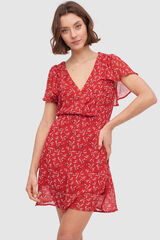 Springfield Kurzes Kleid mit Print rot
