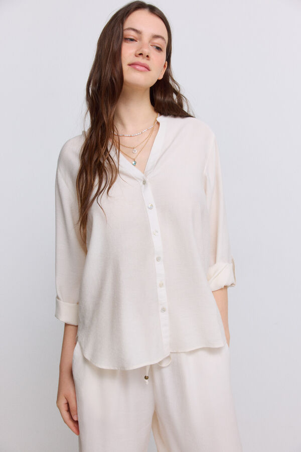 Springfield V-neck blouse beige