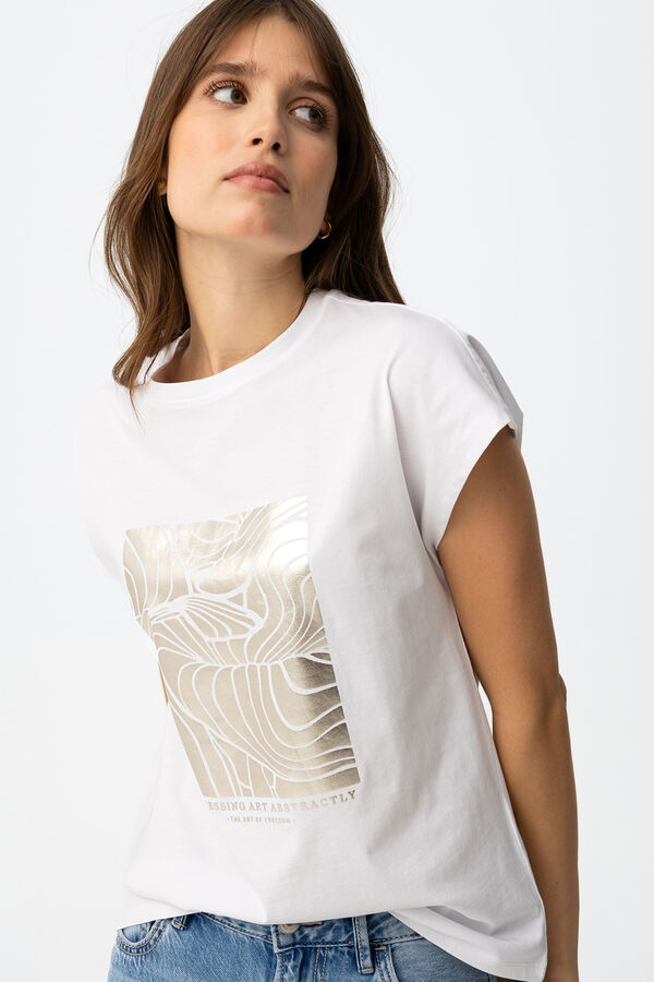Tiffosi Metallic print T-shirt blanc