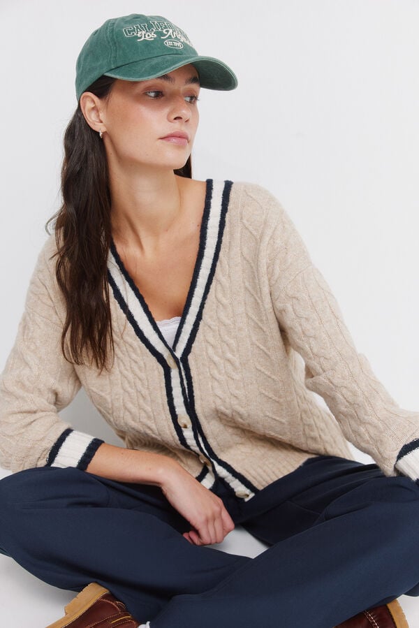 Springfield Cable-knit cardigan blue