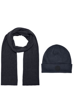 Springfield Knitted hat and scarf set marineblau