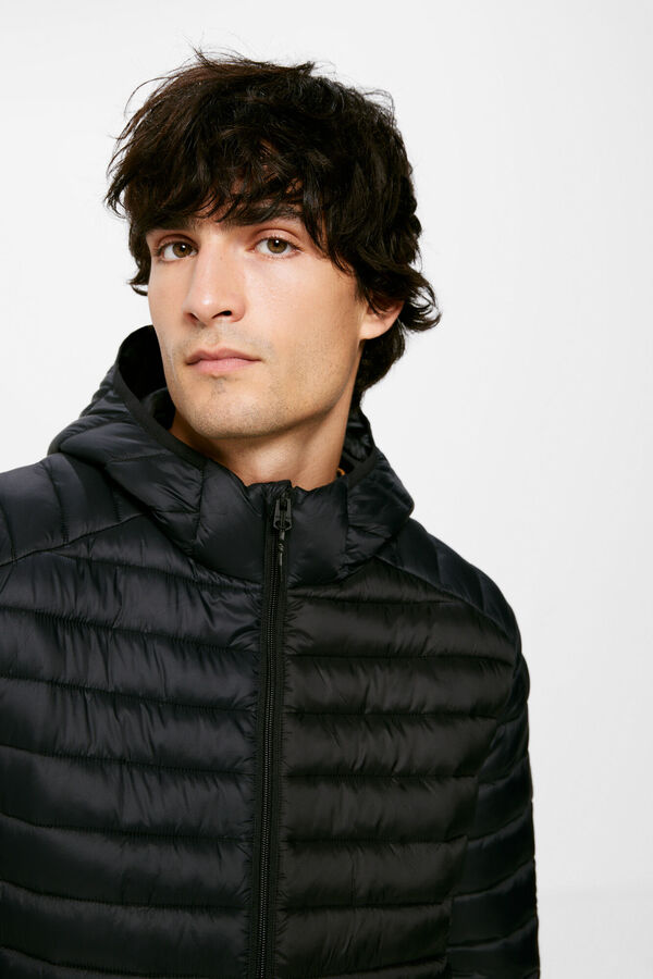 Springfield Quilted hooded jacket black