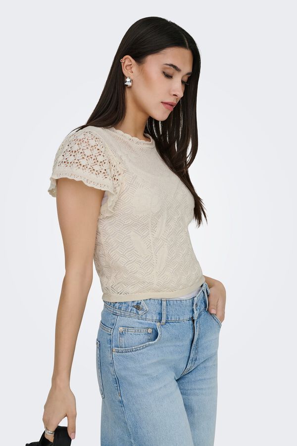 Only Knit structure top beige