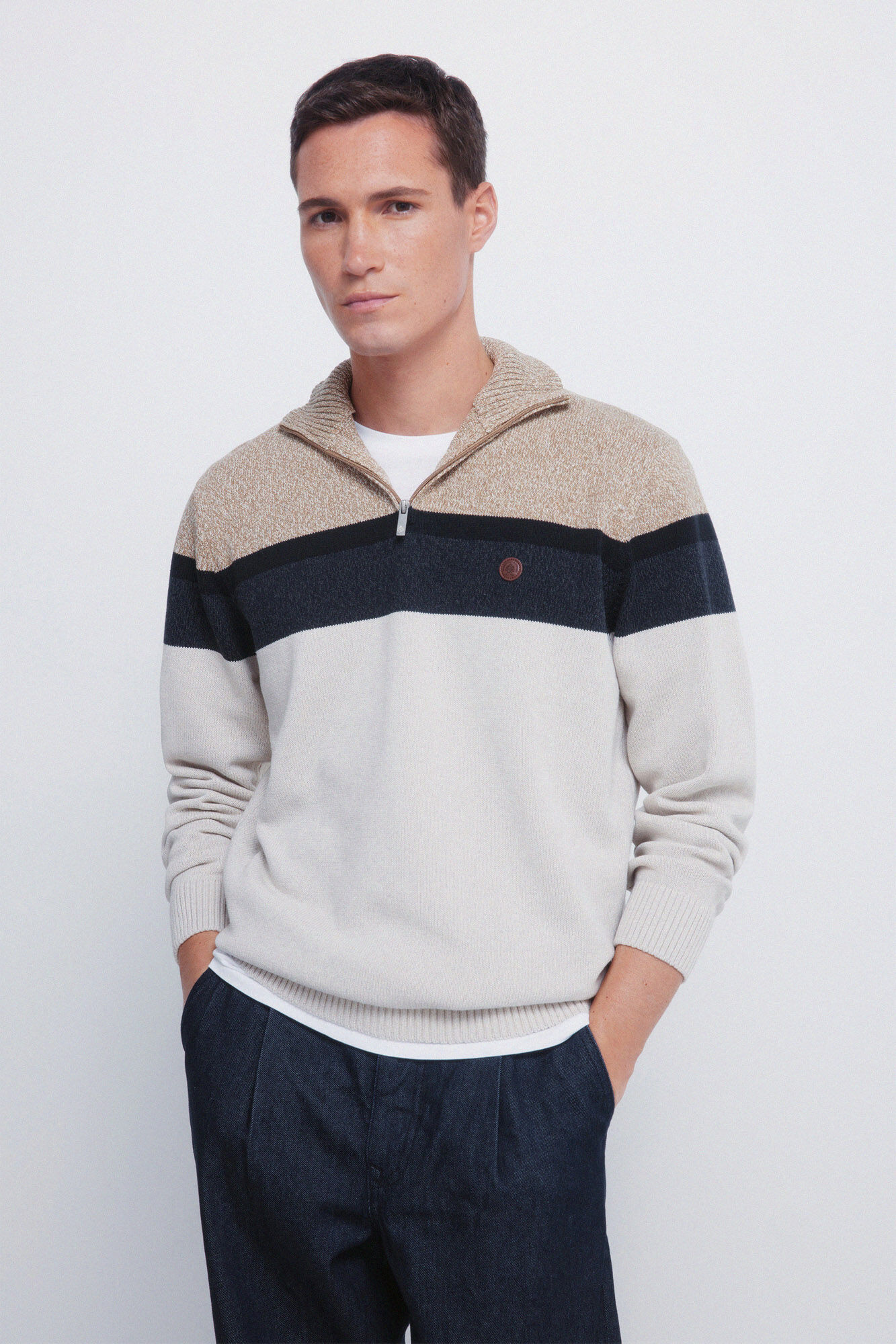 Springfield Color block zip fastening jumper